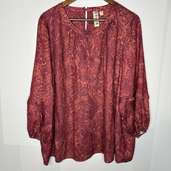 Dolan NWOT Maroon Red Blouse Women's Plus Size 2x Peasant Prairie Boho Fall - Picture 1 of 6